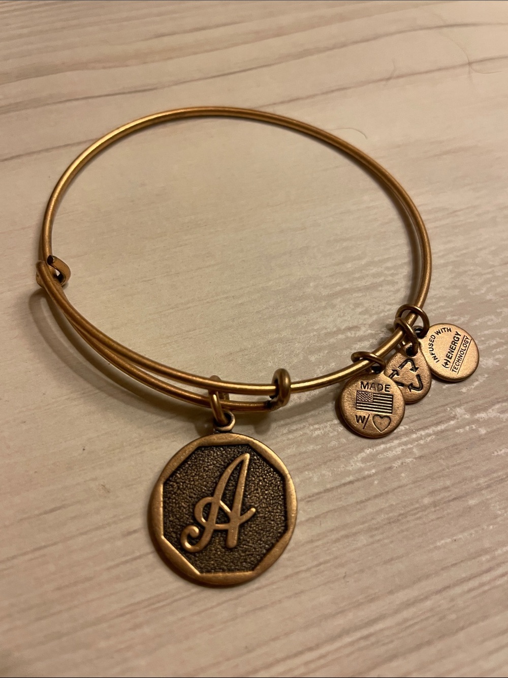 Alex and Ani Gold-Tone Initial A Charm Bangle Bracelet